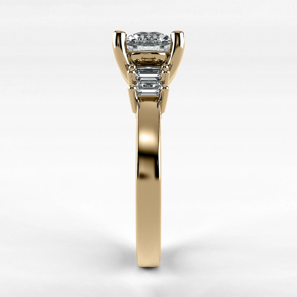 Anillo de Compromiso Eje - Redondo en oro amarillo - vista 2