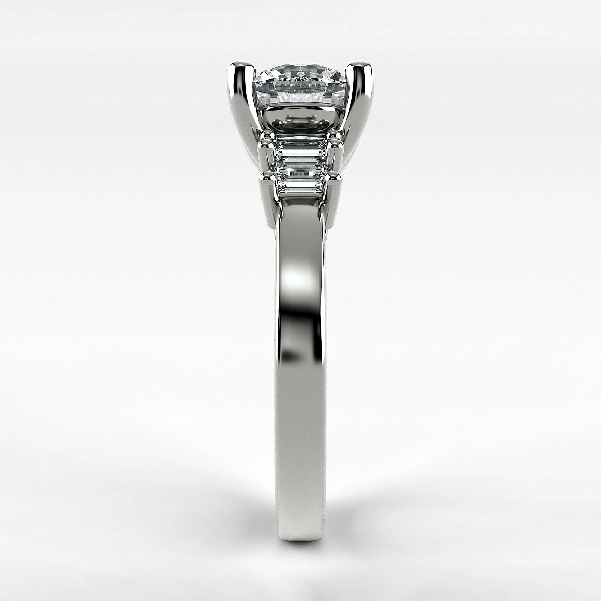 Anillo de Compromiso Eje - Redondo en oro blanco - vista 2