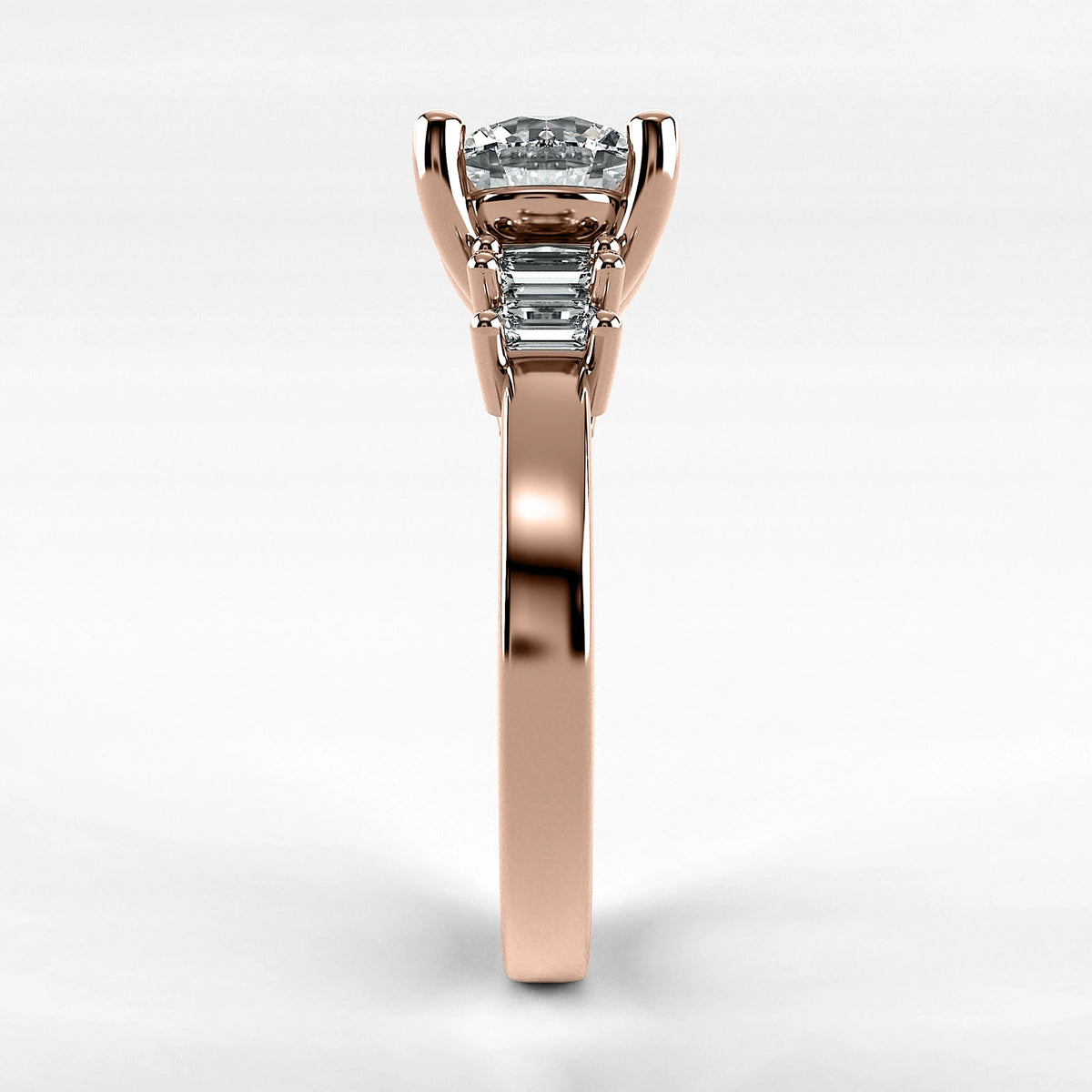 Anillo de Compromiso Eje - Redondo en oro rosa - vista 2