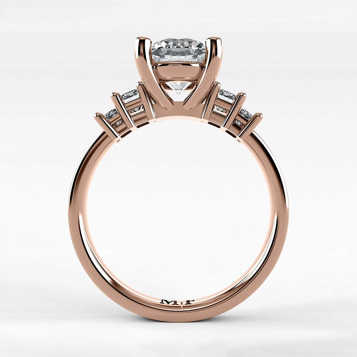 Anillo de Compromiso Eje - Redondo en oro rosa - vista 3