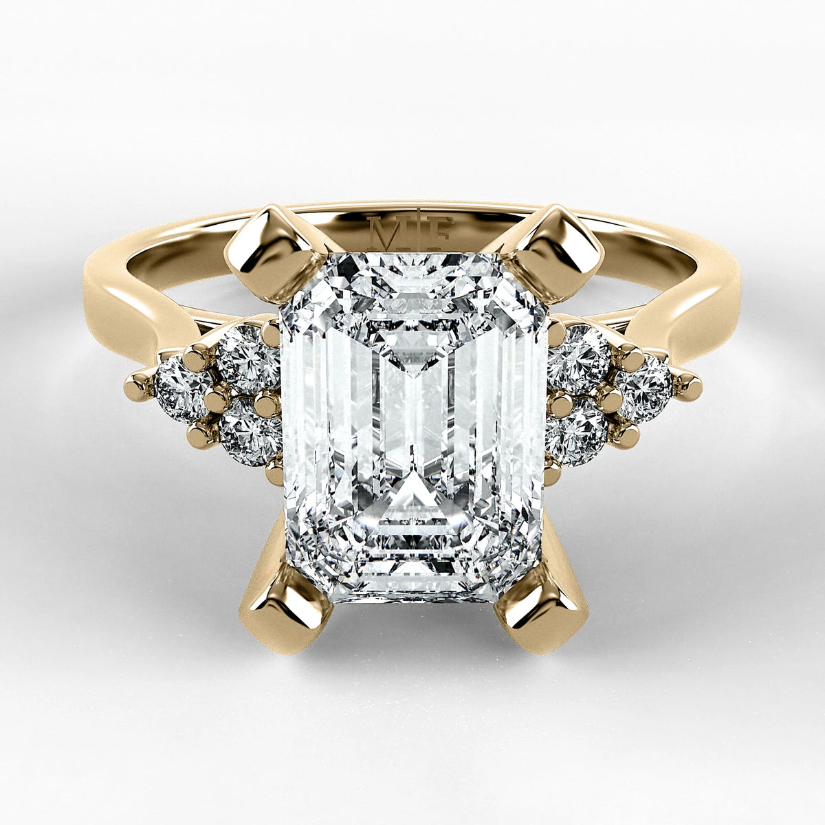 Anillo de Compromiso Ondular - Esmeralda en oro amarillo - vista 1