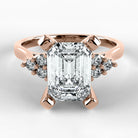 Anillo de Compromiso Ondular - Esmeralda en oro rosa - vista 1