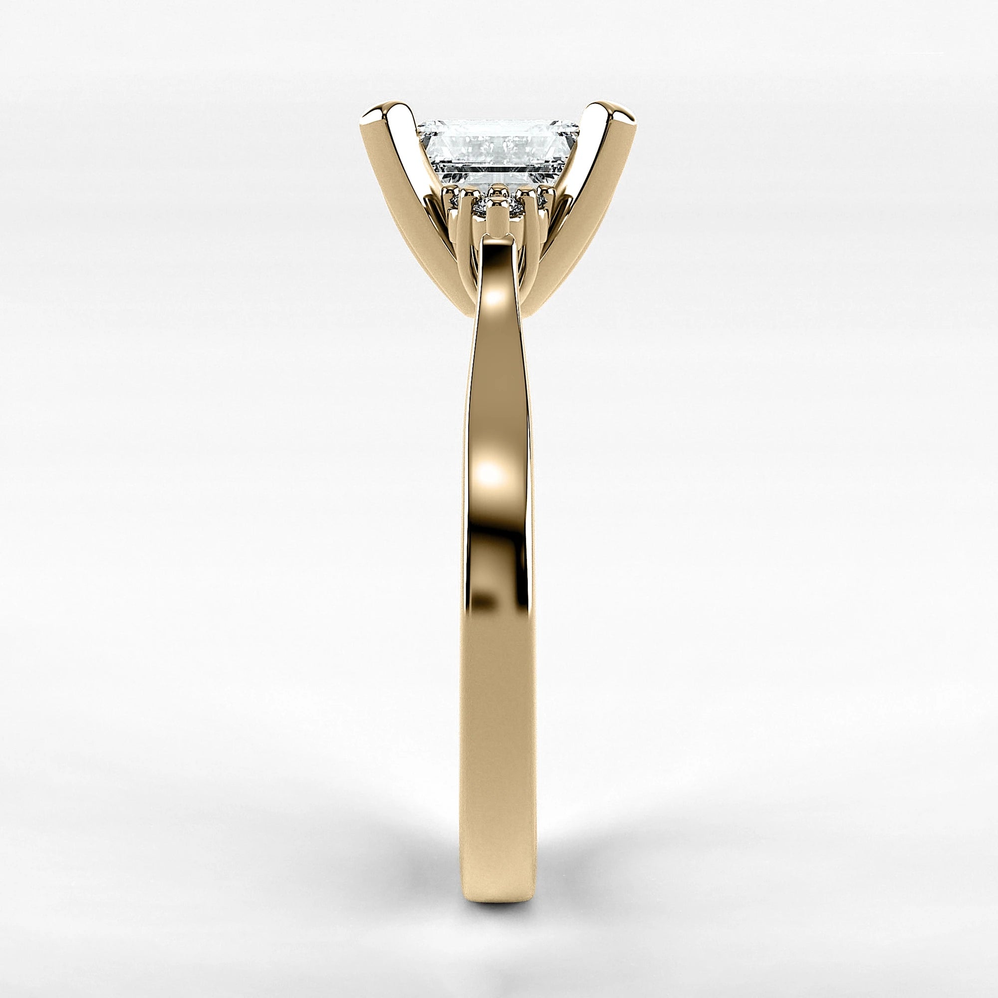 Anillo de Compromiso Ondular - Esmeralda en oro amarillo - vista 2