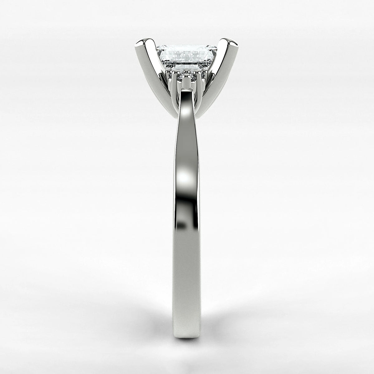 Anillo de Compromiso Ondular - Esmeralda en oro blanco - vista 2