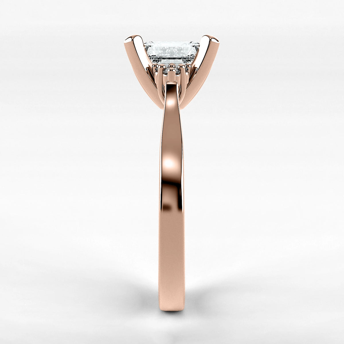 Anillo de Compromiso Ondular - Esmeralda en oro rosa - vista 2
