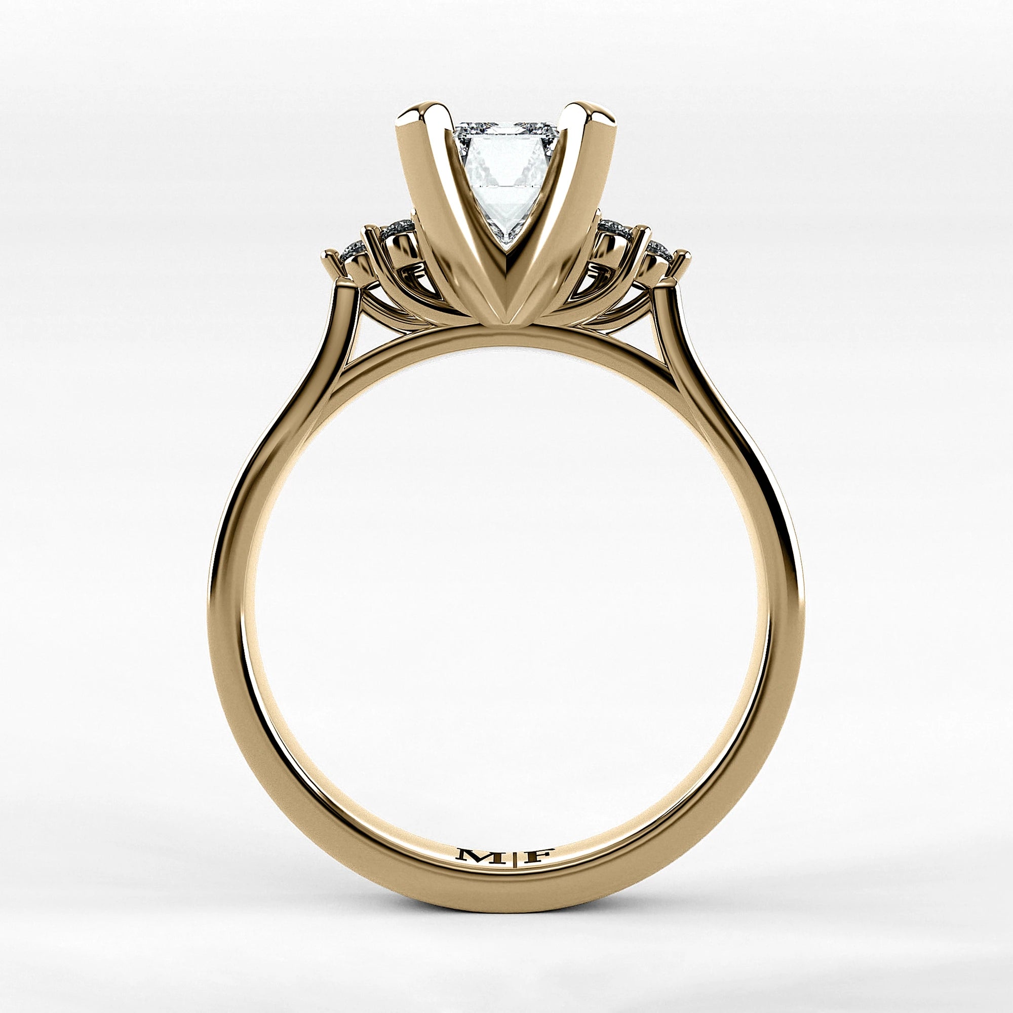 Anillo de Compromiso Ondular - Esmeralda en oro amarillo - vista 3