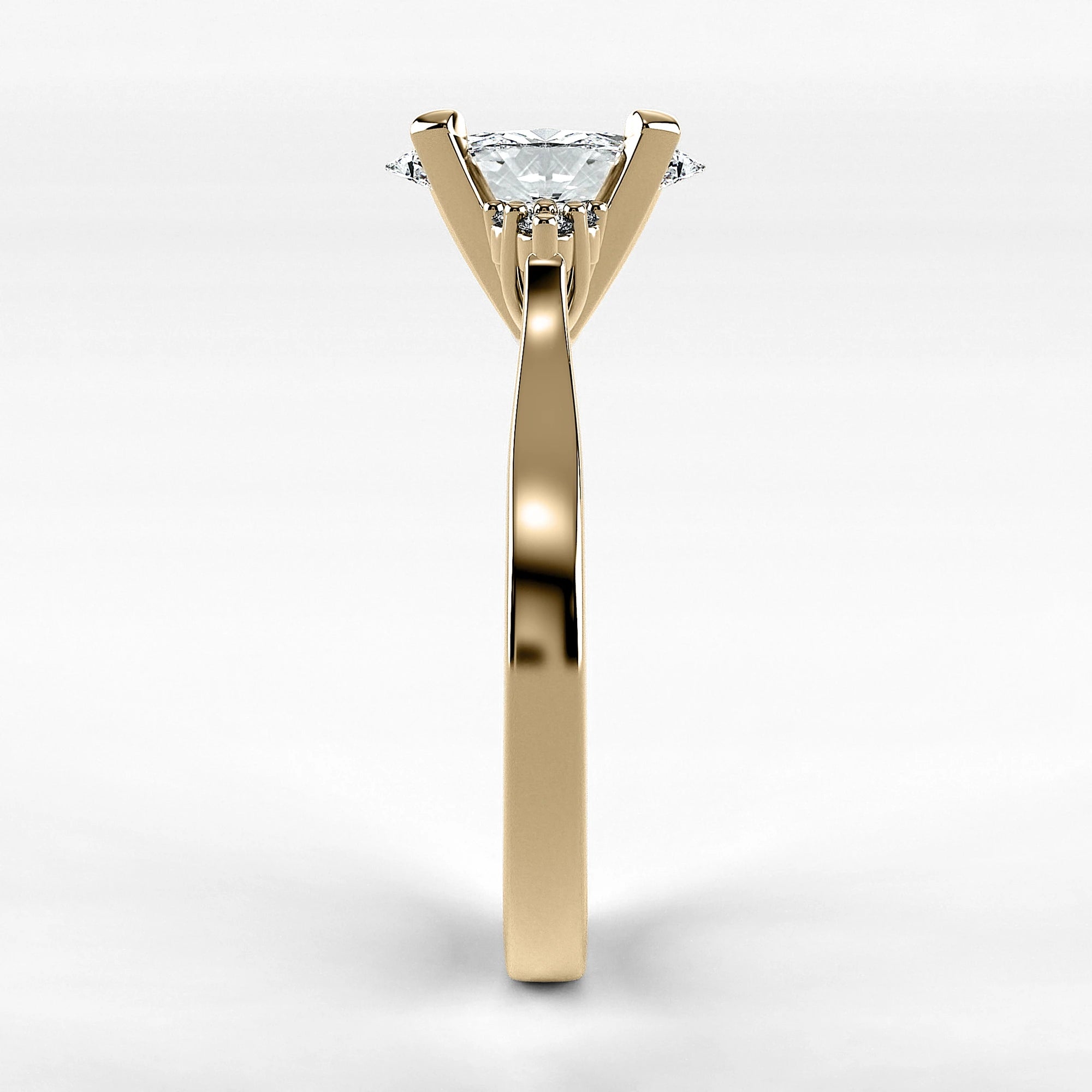 Anillo de Compromiso Ondular - Marquesa en oro amarillo - vista 2