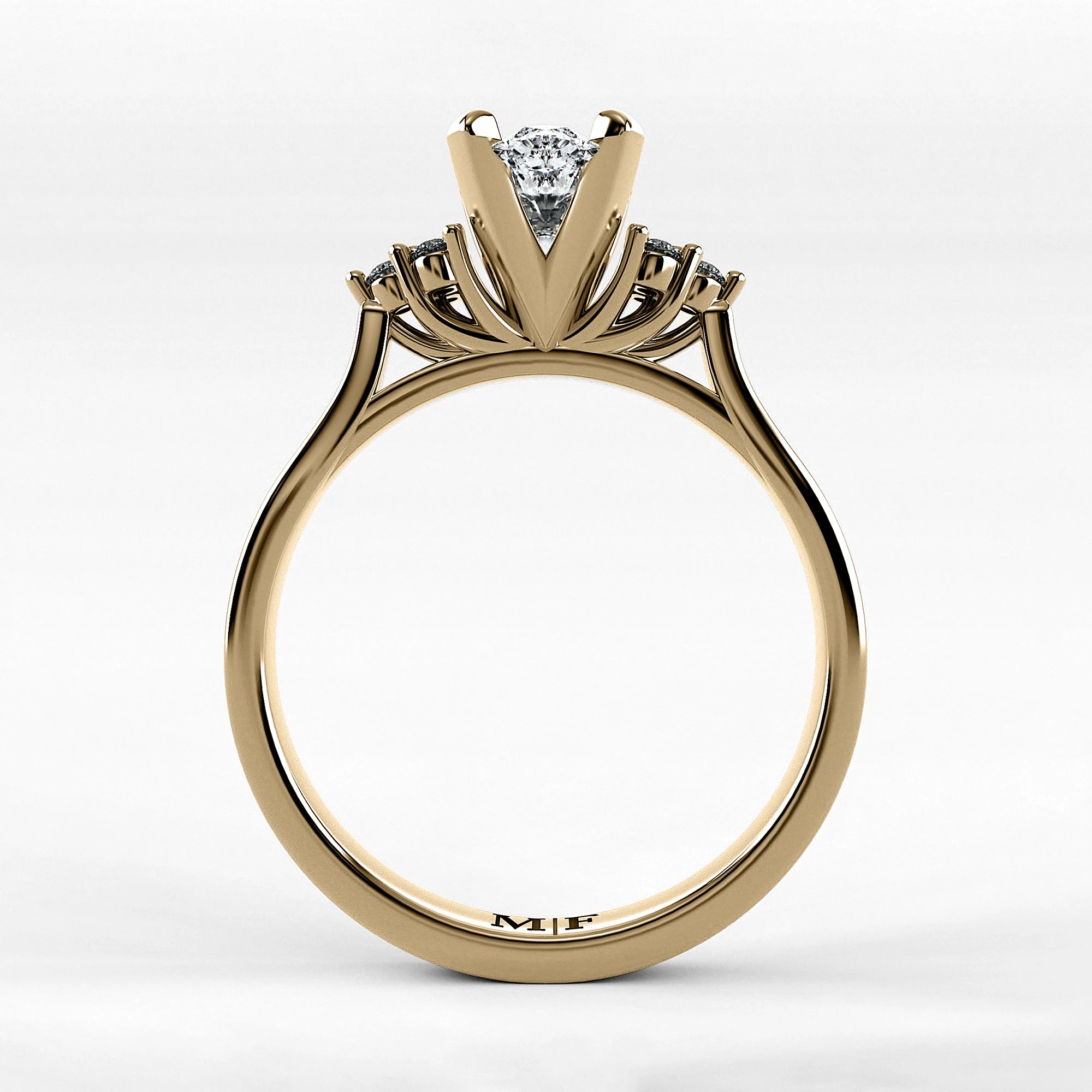 Anillo de Compromiso Ondular - Marquesa en oro amarillo - vista 3