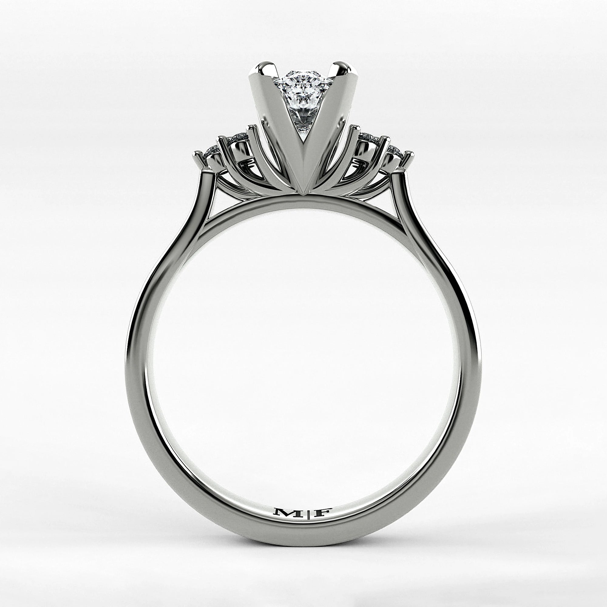 Anillo de Compromiso Ondular - Marquesa en oro blanco - vista 3