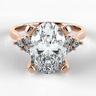 Anillo de Compromiso Ondular - Oval en oro rosa - vista 1