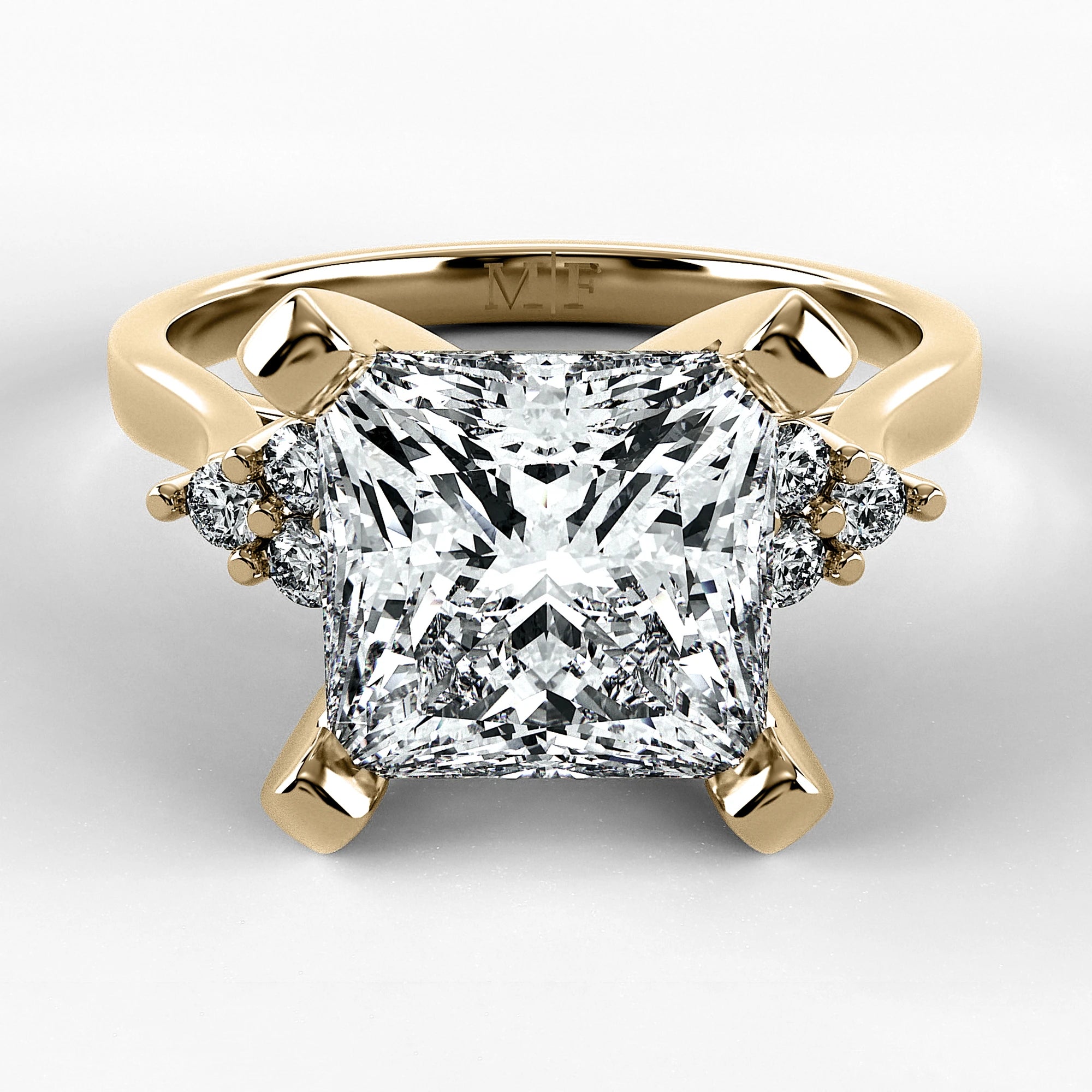 Anillo de Compromiso Ondular - Princess en oro amarillo - vista 1