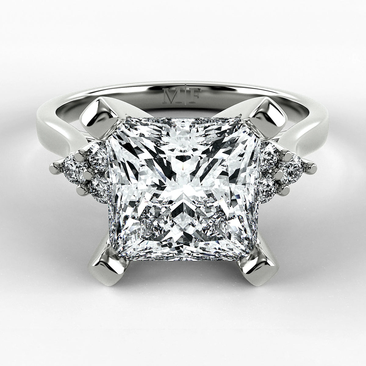 Anillo de Compromiso Ondular - Princess en oro blanco - vista 1