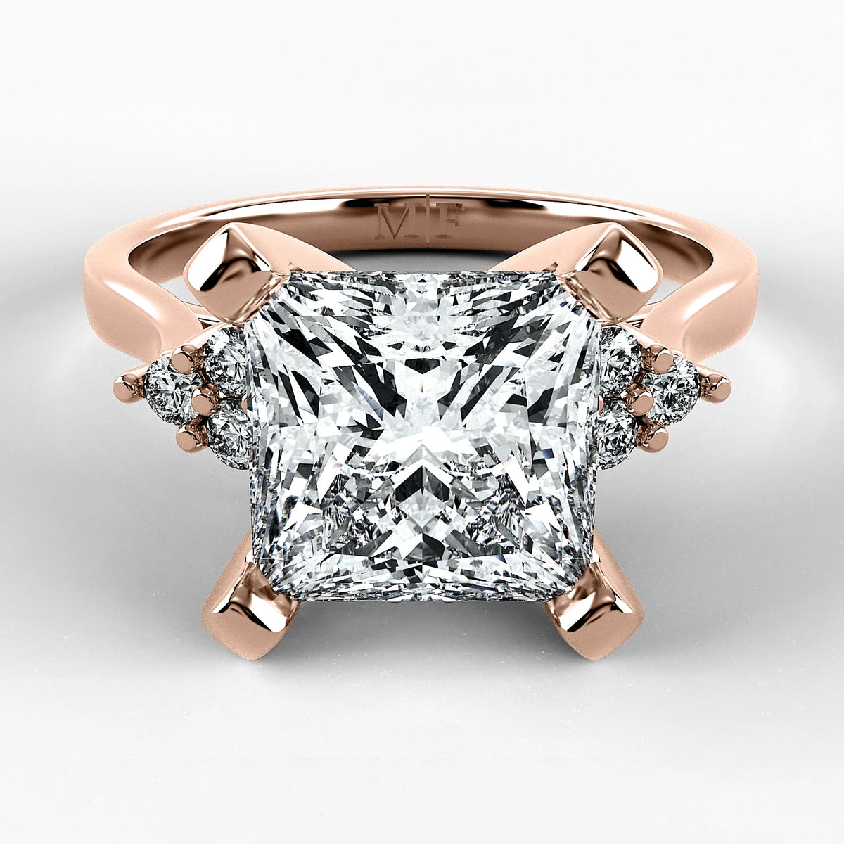 Anillo de Compromiso Ondular - Princess en oro rosa - vista 1