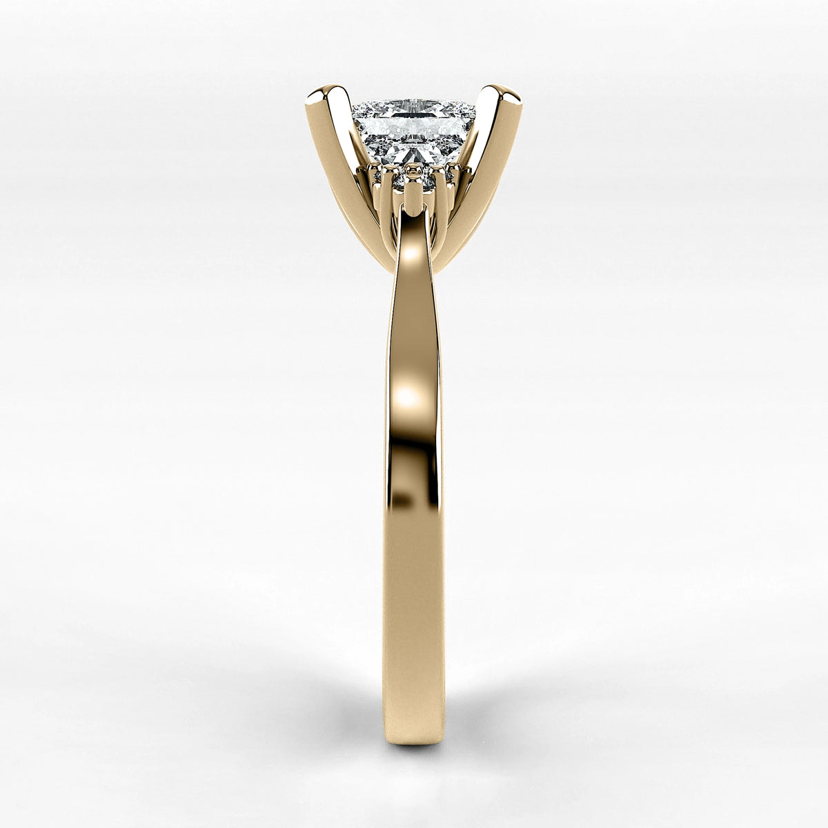 Anillo de Compromiso Ondular - Princess en oro amarillo - vista 2