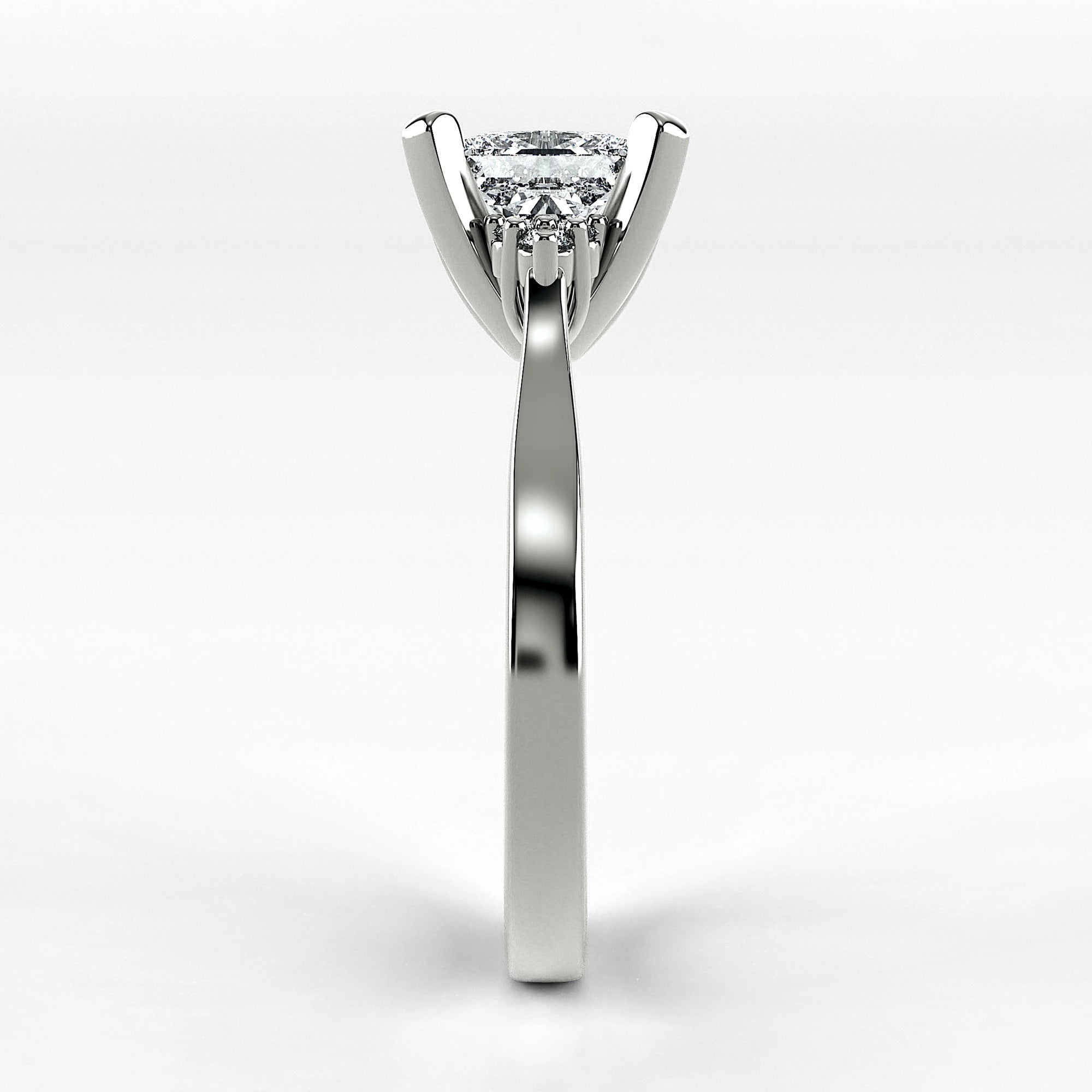 Anillo de Compromiso Ondular - Princess en oro blanco - vista 2