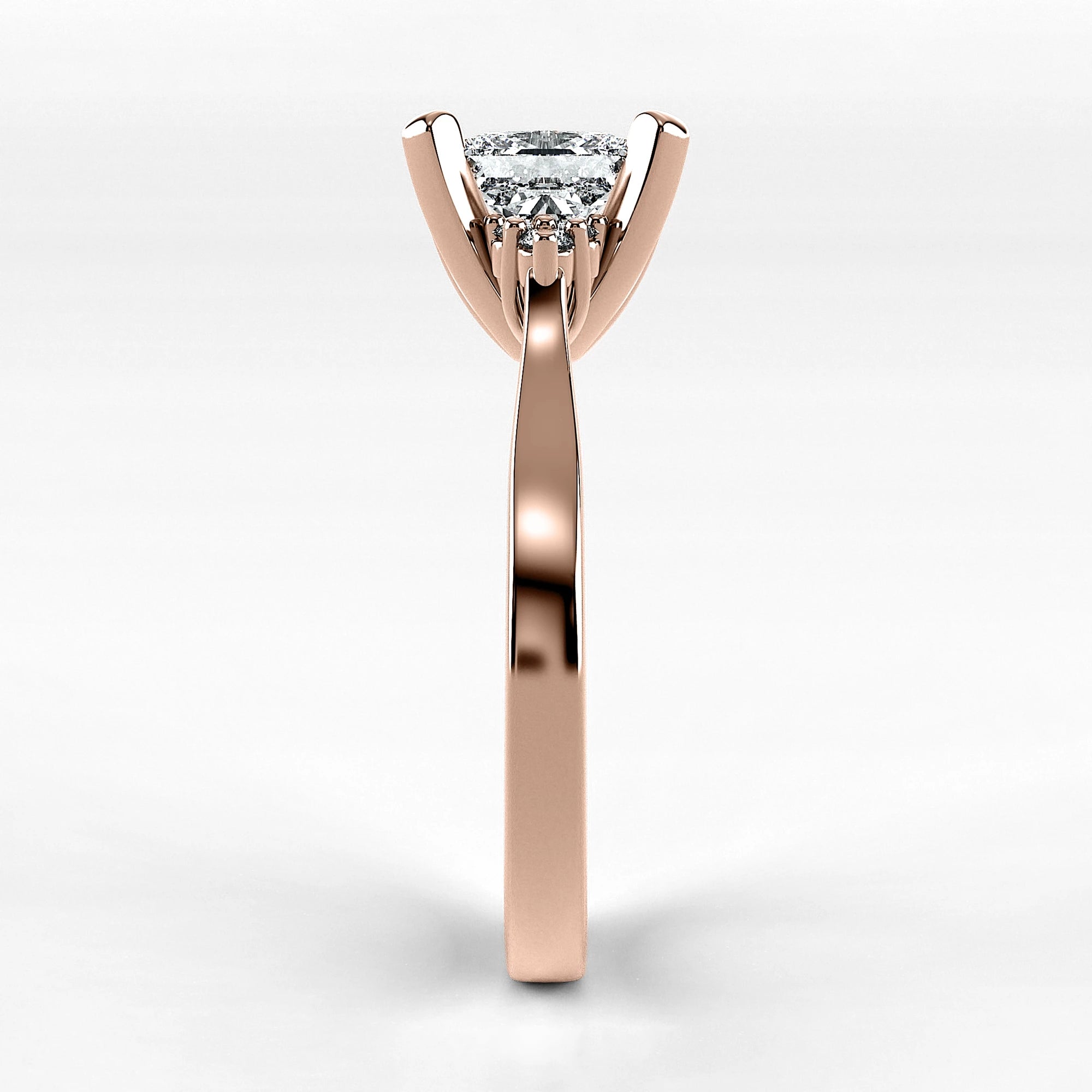 Anillo de Compromiso Ondular - Princess en oro rosa - vista 2