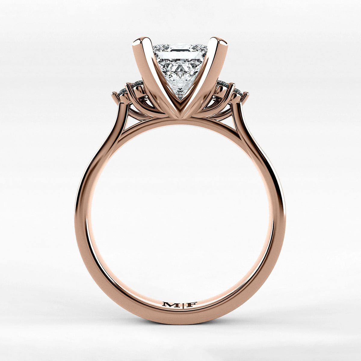 Anillo de Compromiso Ondular - Princess en oro rosa - vista 3