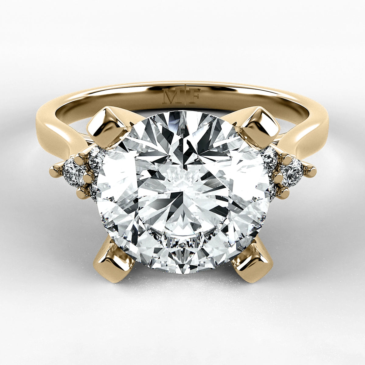 Anillo de Compromiso Ondular - Redondo en oro amarillo - vista 1