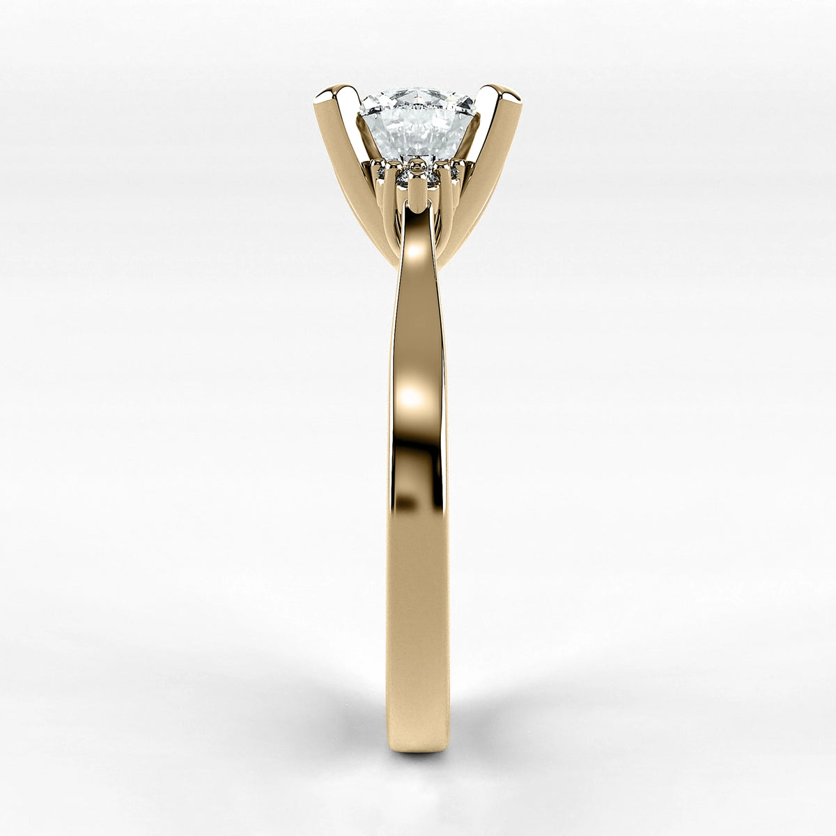 Anillo de Compromiso Ondular - Redondo en oro amarillo - vista 2
