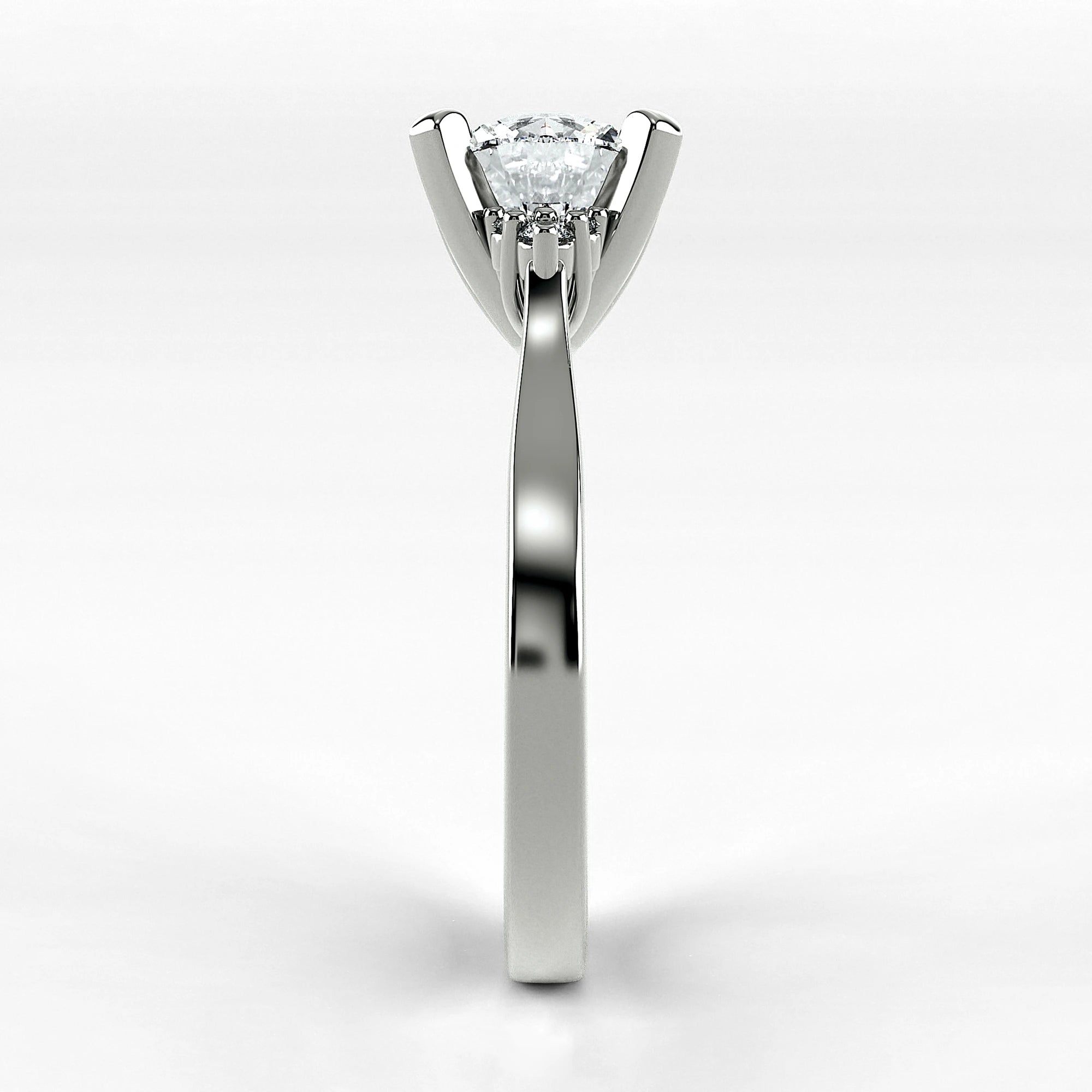 Anillo de Compromiso Ondular - Redondo en oro blanco - vista 2