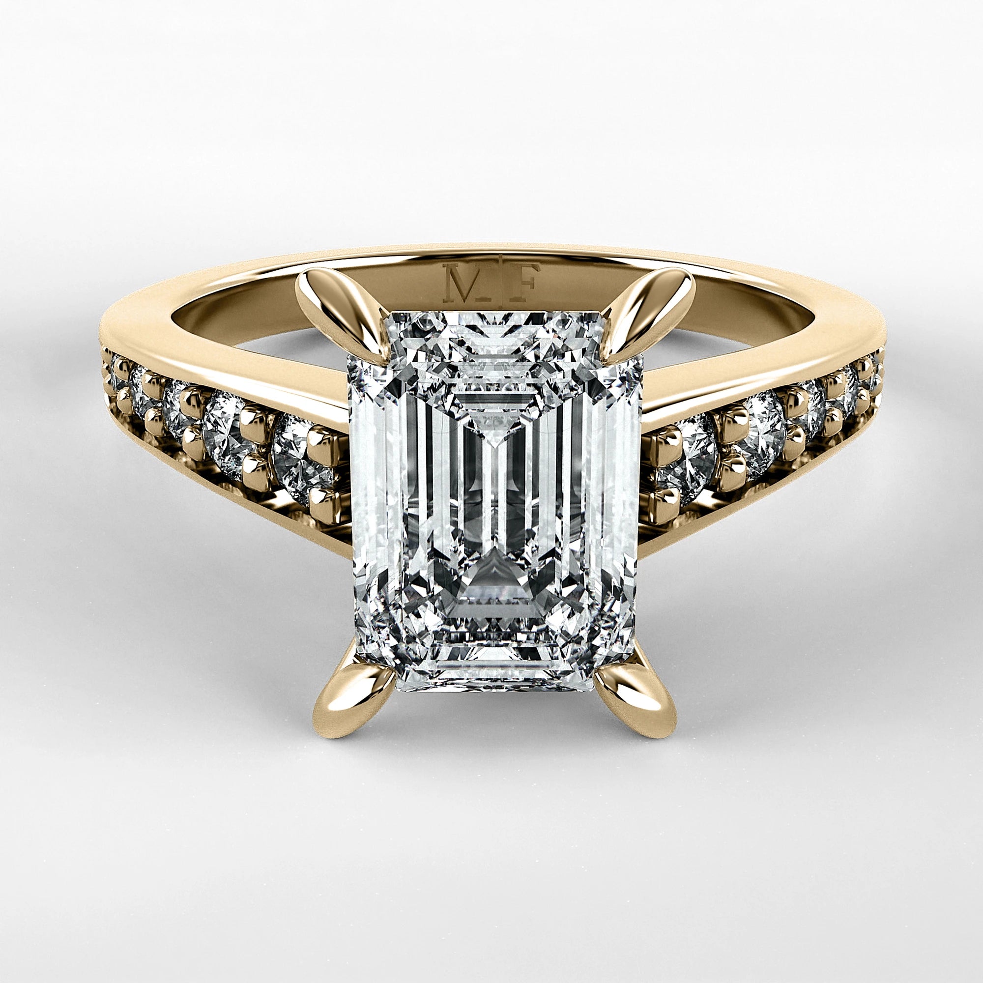 Anillo de Compromiso Trazo - Esmeralda en oro amarillo - vista 1