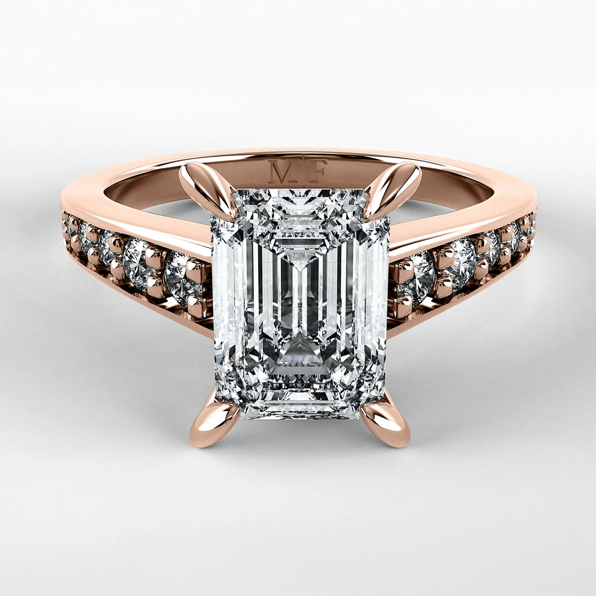 Anillo de Compromiso Trazo - Esmeralda en oro rosa - vista 1