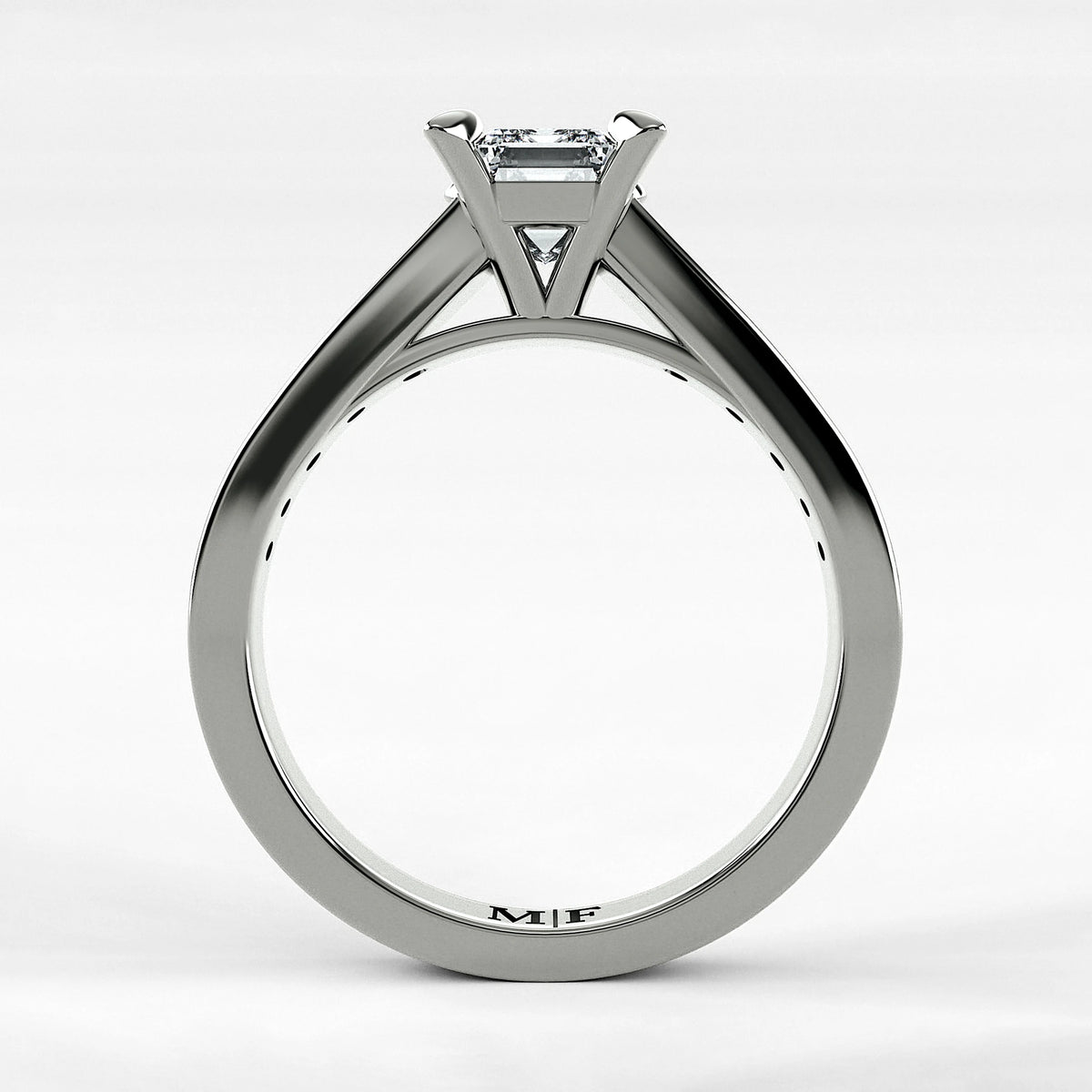 Anillo de Compromiso Trazo - Esmeralda en oro blanco - vista 3