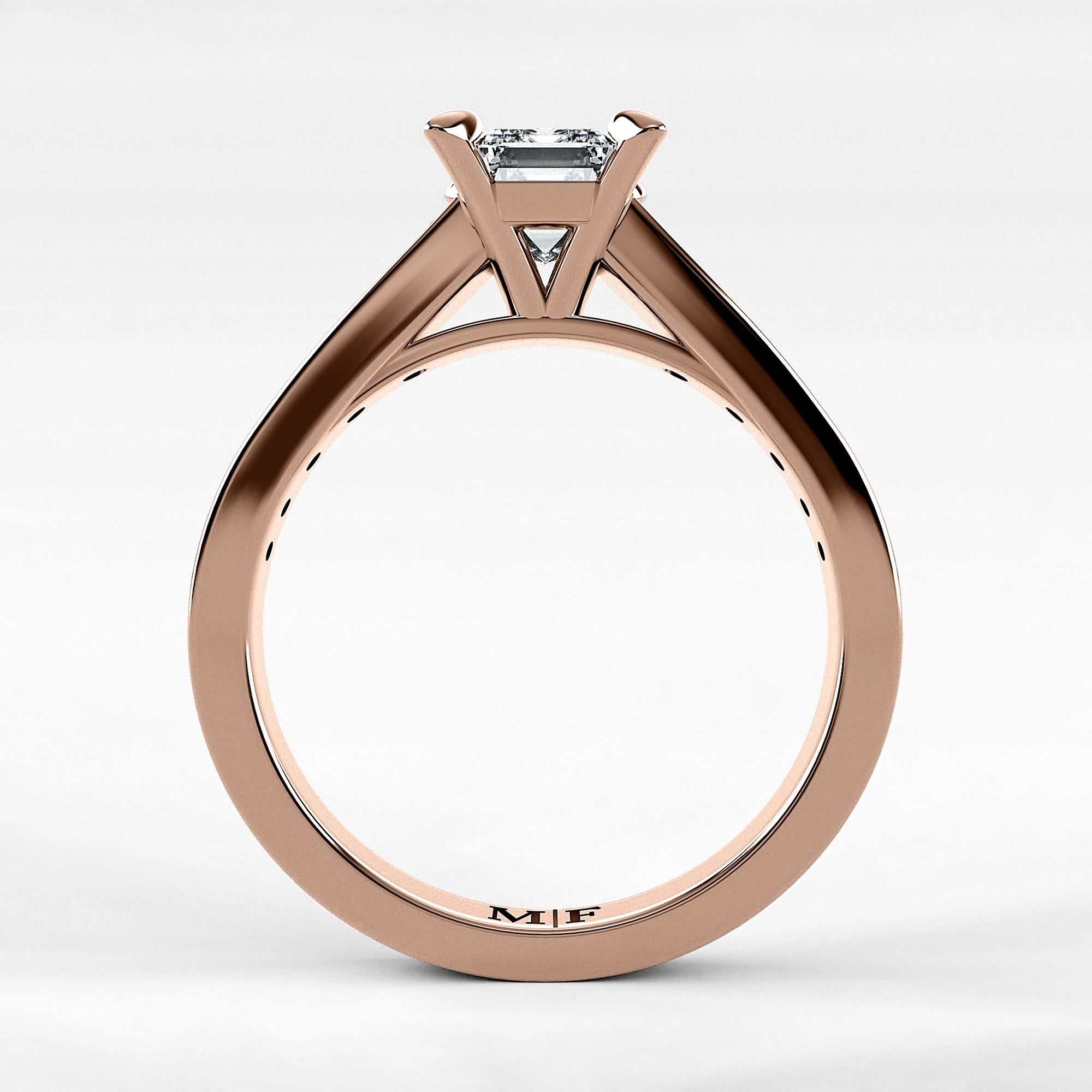 Anillo de Compromiso Trazo - Esmeralda en oro rosa - vista 3
