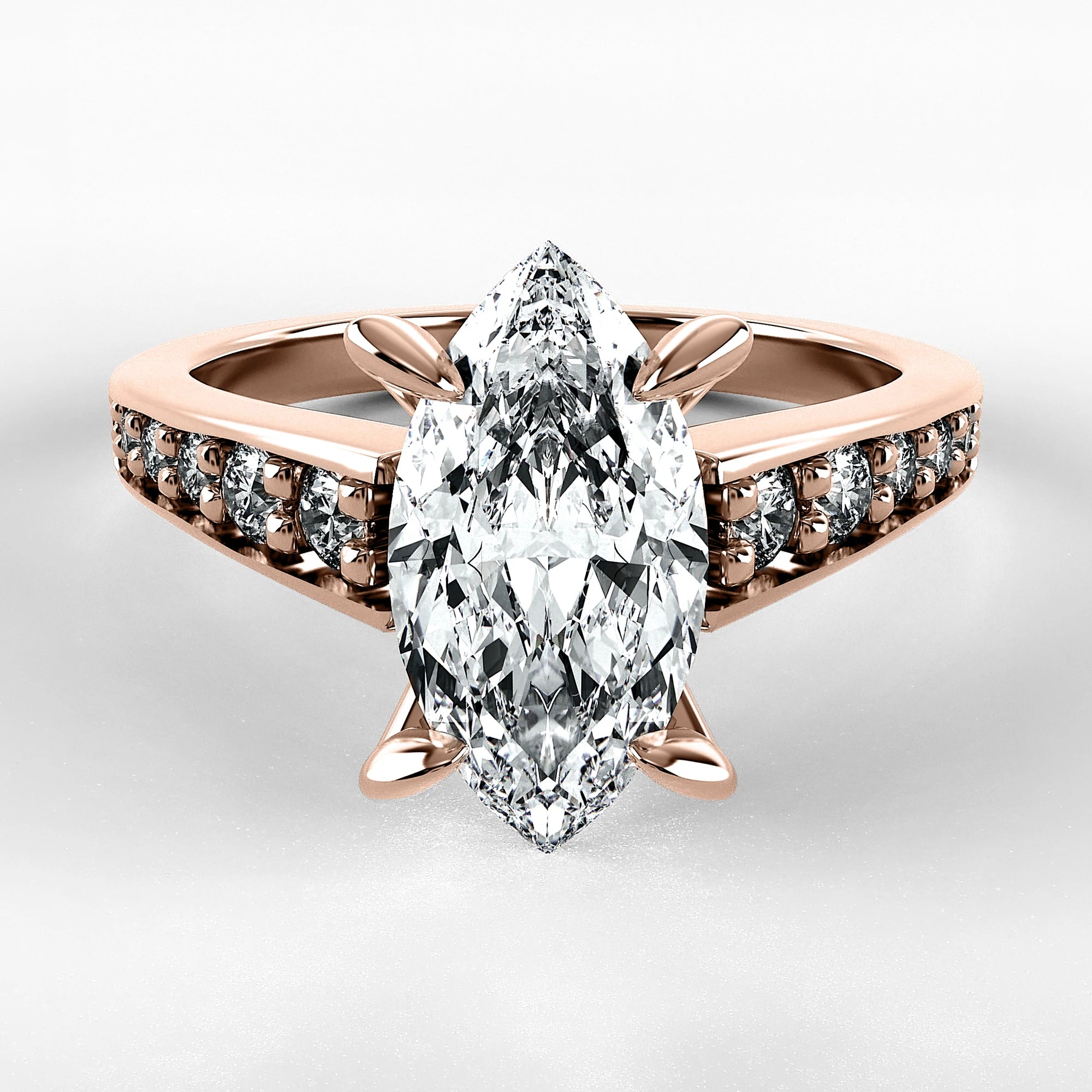 Anillo de Compromiso Trazo - Marquesa en oro rosa - vista 1