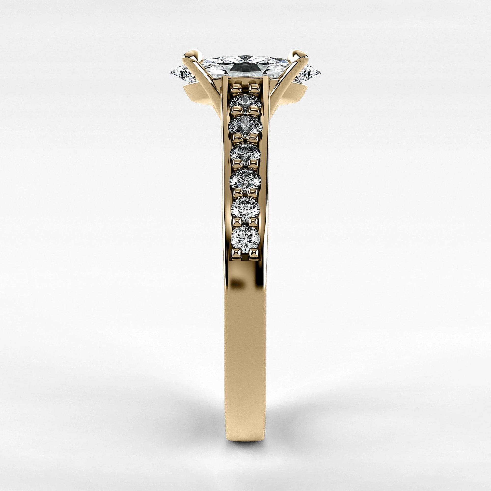 Anillo de Compromiso Trazo - Marquesa en oro amarillo - vista 2