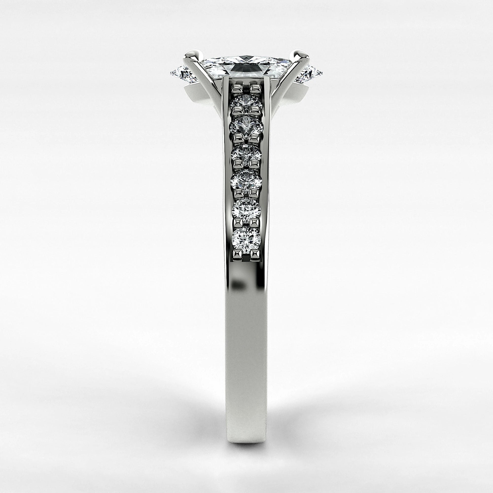 Anillo de Compromiso Trazo - Marquesa en oro blanco - vista 2