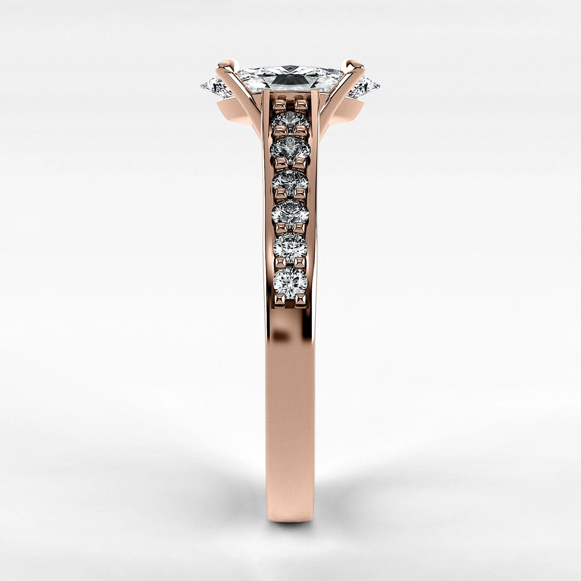 Anillo de Compromiso Trazo - Marquesa en oro rosa - vista 2