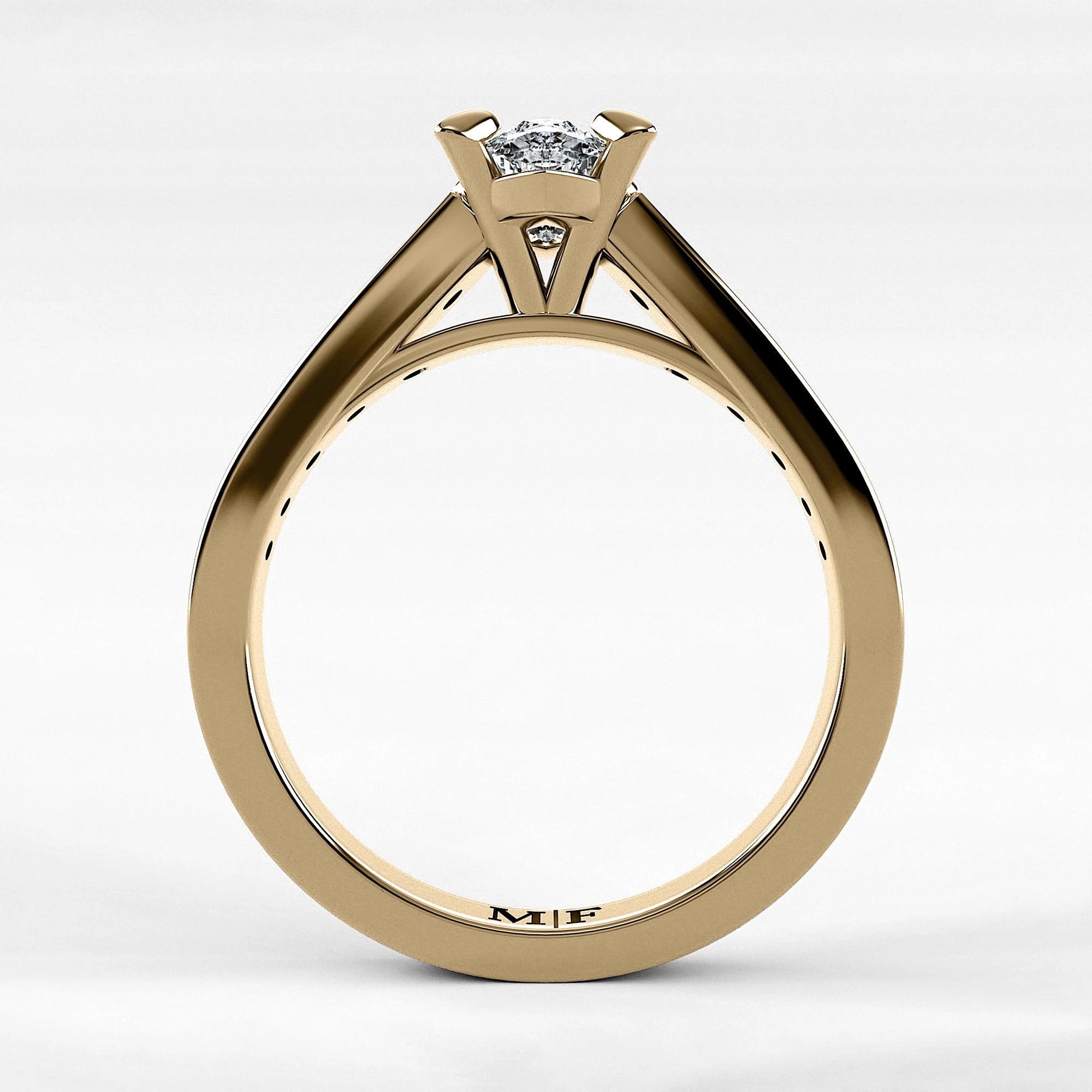 Anillo de Compromiso Trazo - Marquesa en oro amarillo - vista 3