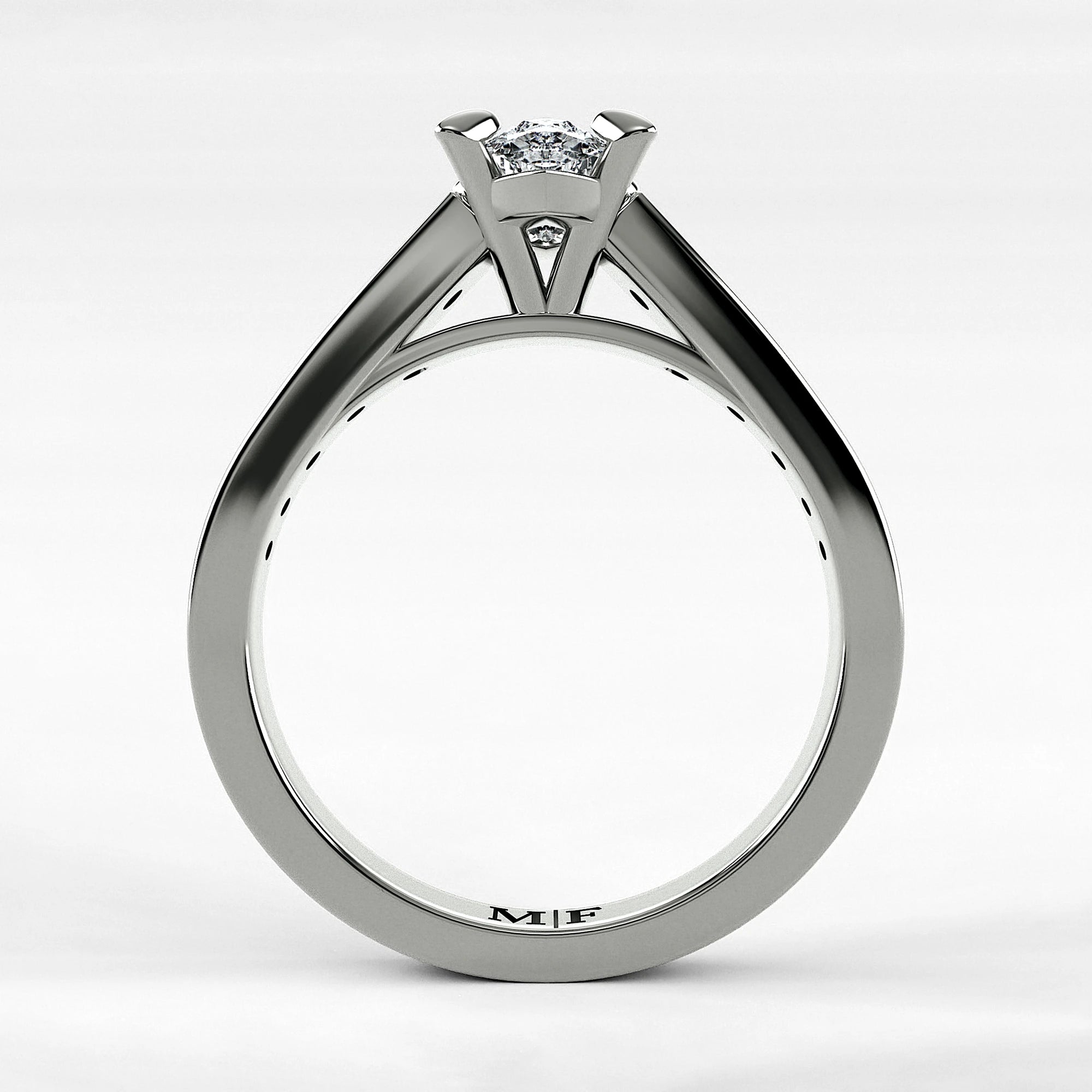 Anillo de Compromiso Trazo - Marquesa en oro blanco - vista 3
