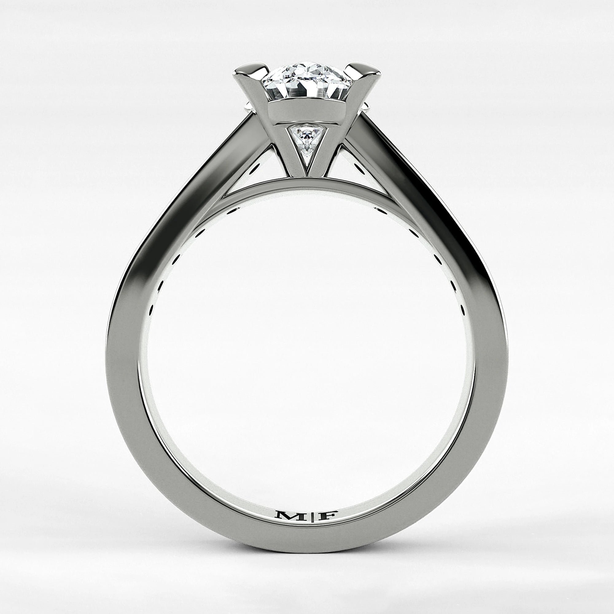 Anillo de Compromiso Trazo - Oval en oro blanco - vista 3