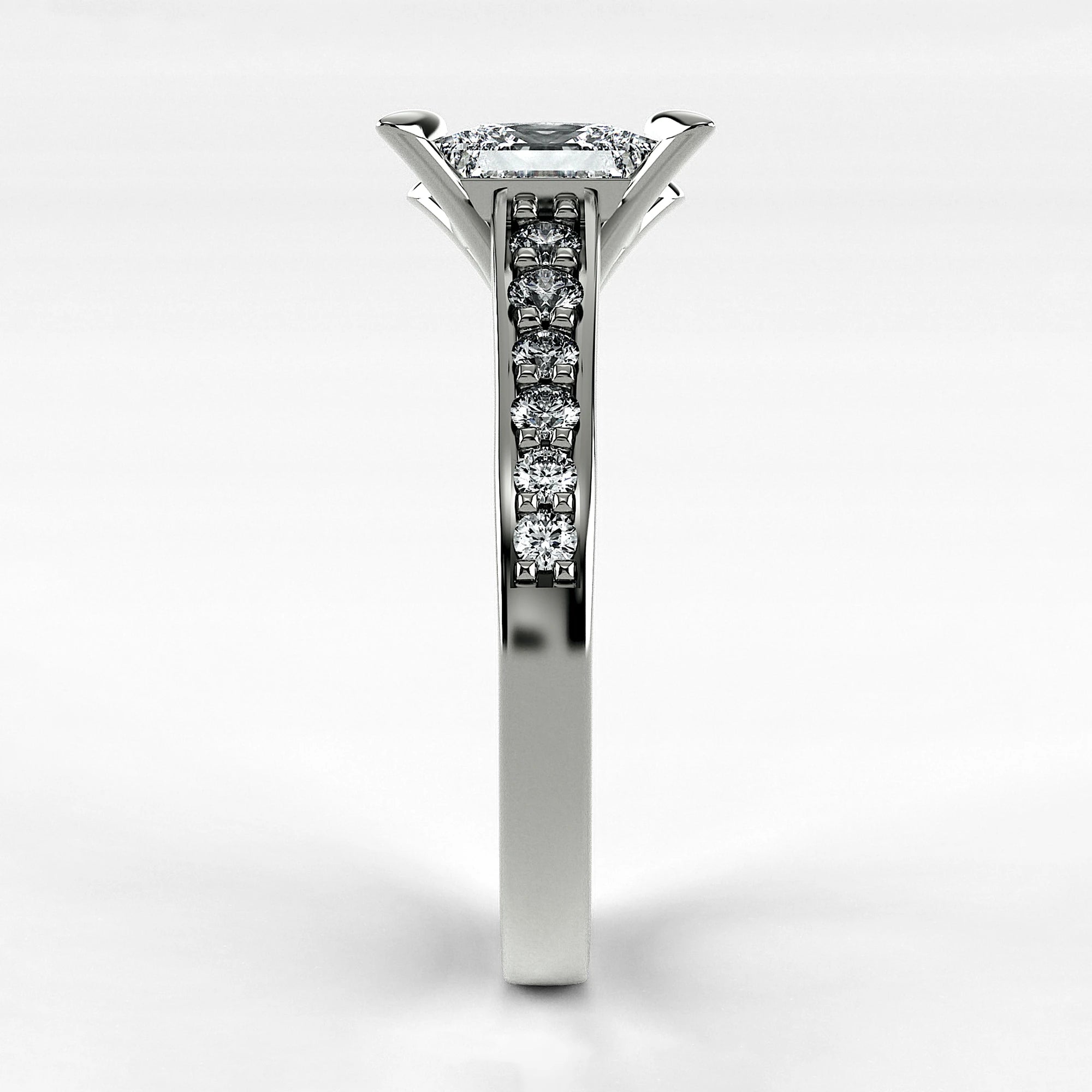 Anillo de Compromiso Trazo - Princess en oro blanco - vista 2