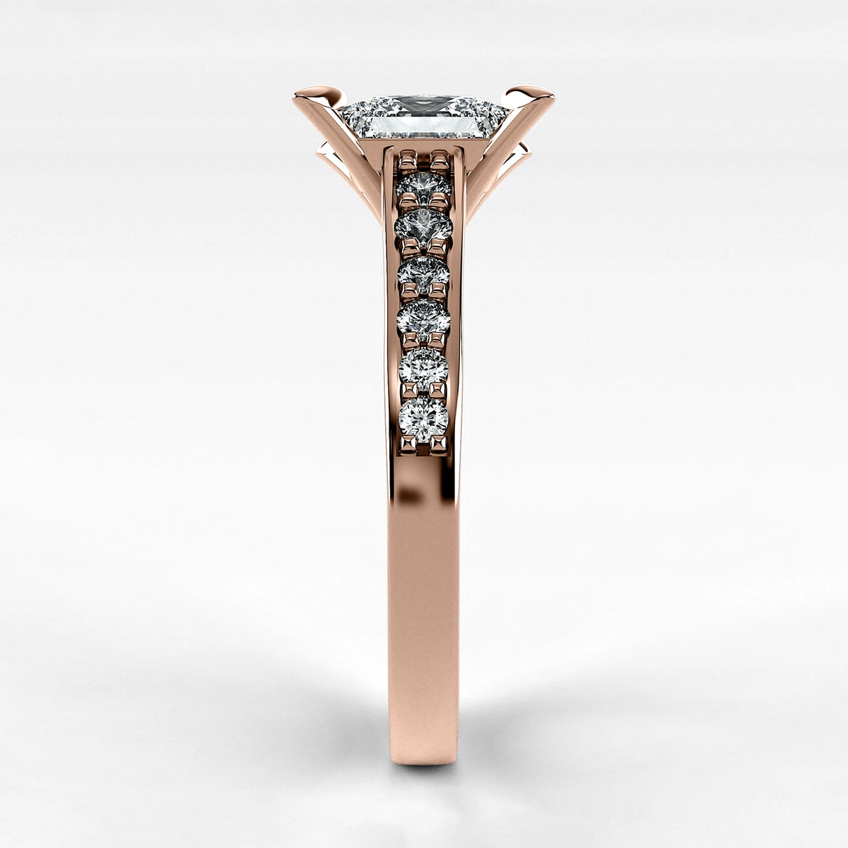 Anillo de Compromiso Trazo - Princess en oro rosa - vista 2