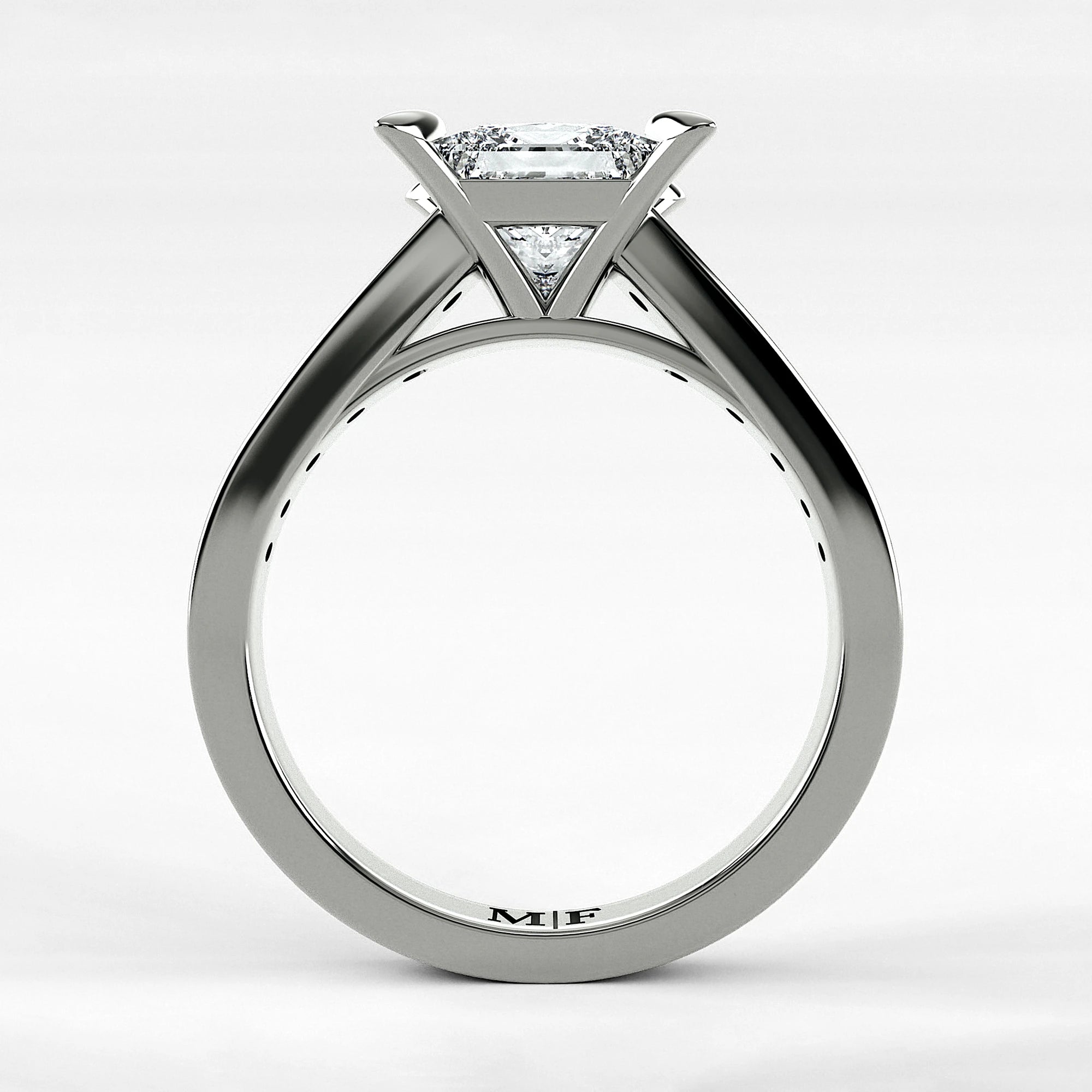 Anillo de Compromiso Trazo - Princess en oro blanco - vista 3
