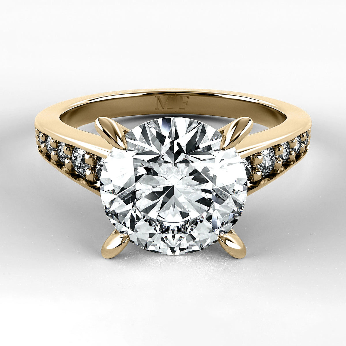 Anillo de Compromiso Trazo - Redondo en oro amarillo - vista 1