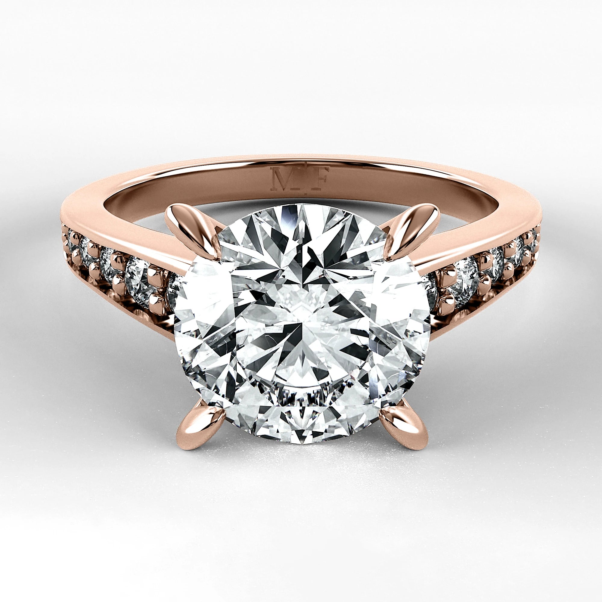 Anillo de Compromiso Trazo - Redondo en oro rosa - vista 1