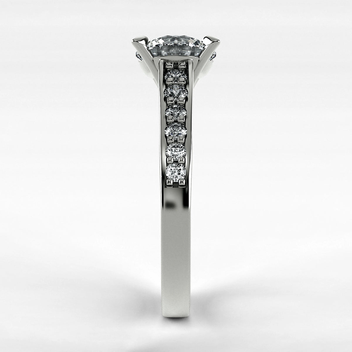 Anillo de Compromiso Trazo - Redondo en oro blanco - vista 2