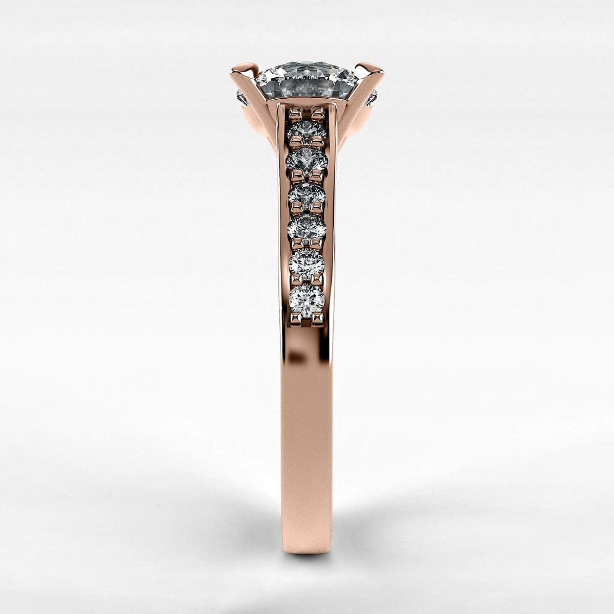 Anillo de Compromiso Trazo - Redondo en oro rosa - vista 2