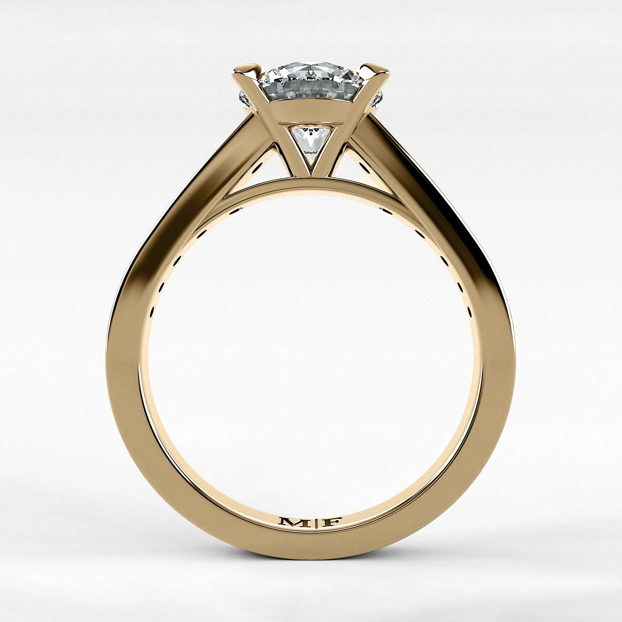Anillo de Compromiso Trazo - Redondo en oro amarillo - vista 3