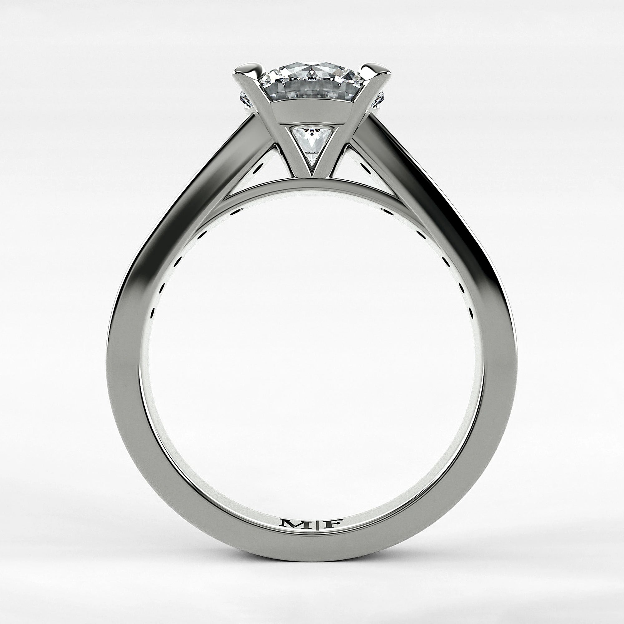 Anillo de Compromiso Trazo - Redondo en oro blanco - vista 3