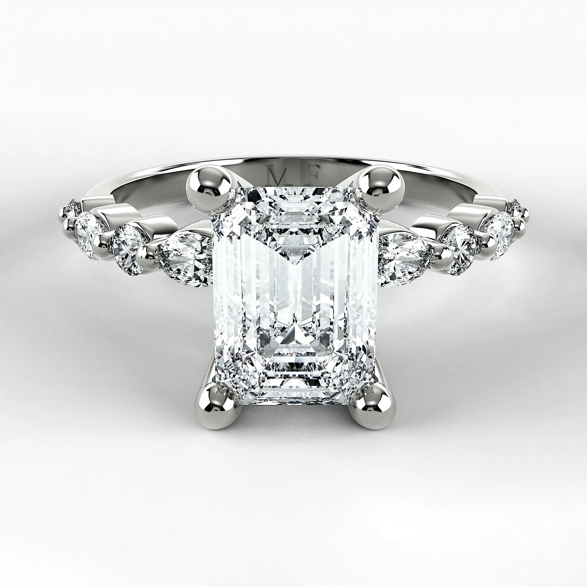 Anillo de Compromiso Intenso - Esmeralda en oro blanco - vista 1