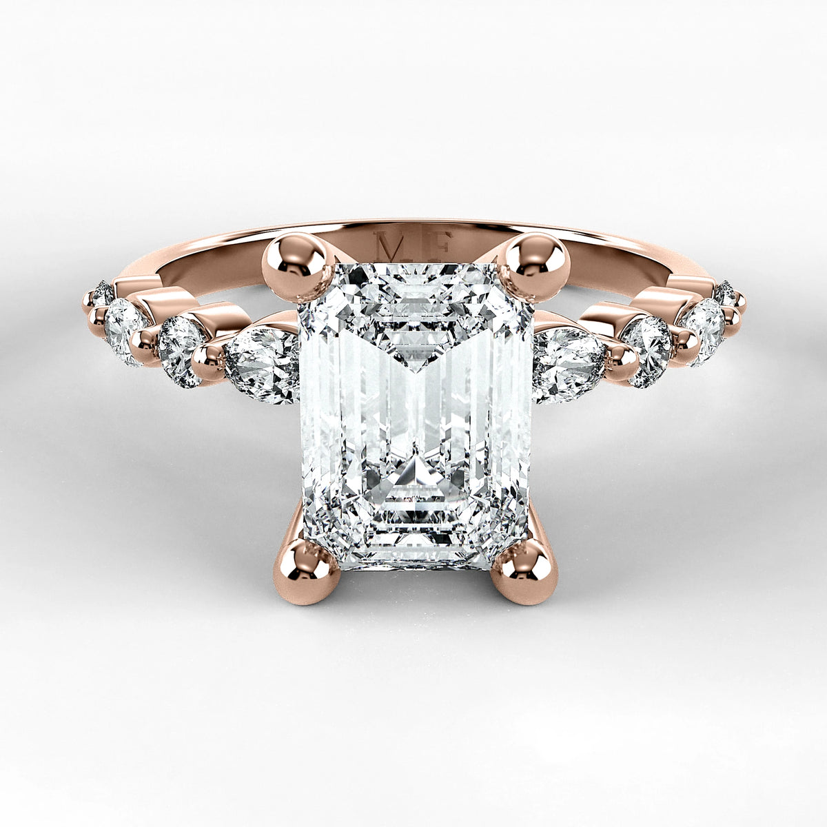 Anillo de Compromiso Intenso - Esmeralda en oro rosa - vista 1