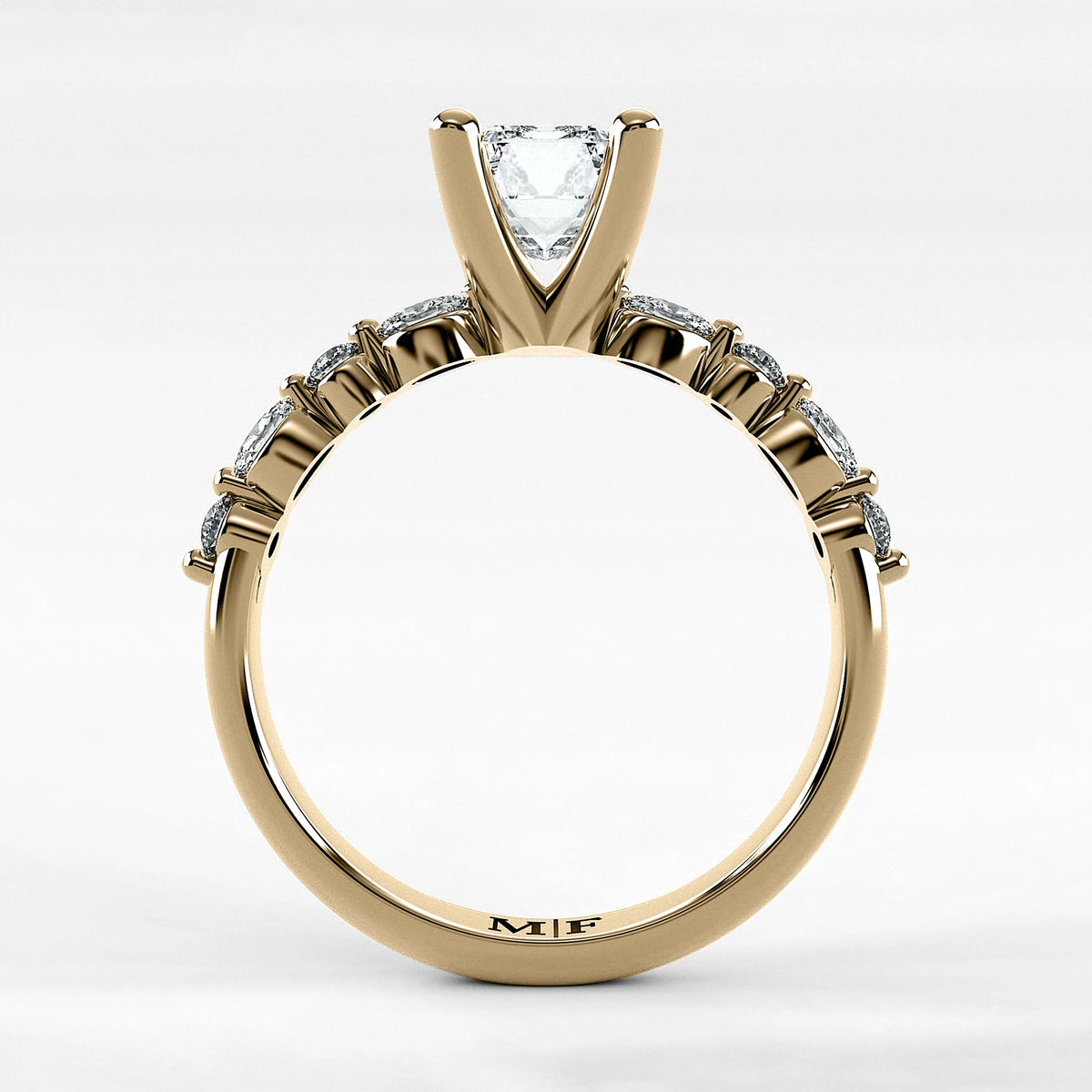 Anillo de Compromiso Intenso - Esmeralda en oro amarillo - vista 3
