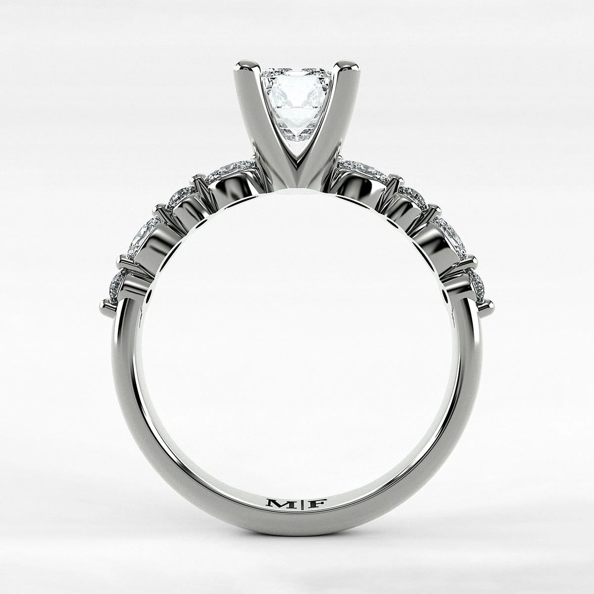 Anillo de Compromiso Intenso - Esmeralda en oro blanco - vista 3