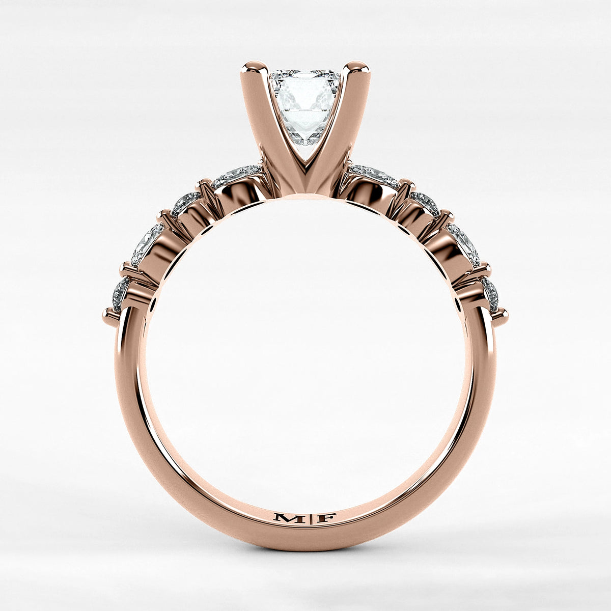 Anillo de Compromiso Intenso - Esmeralda en oro rosa - vista 3