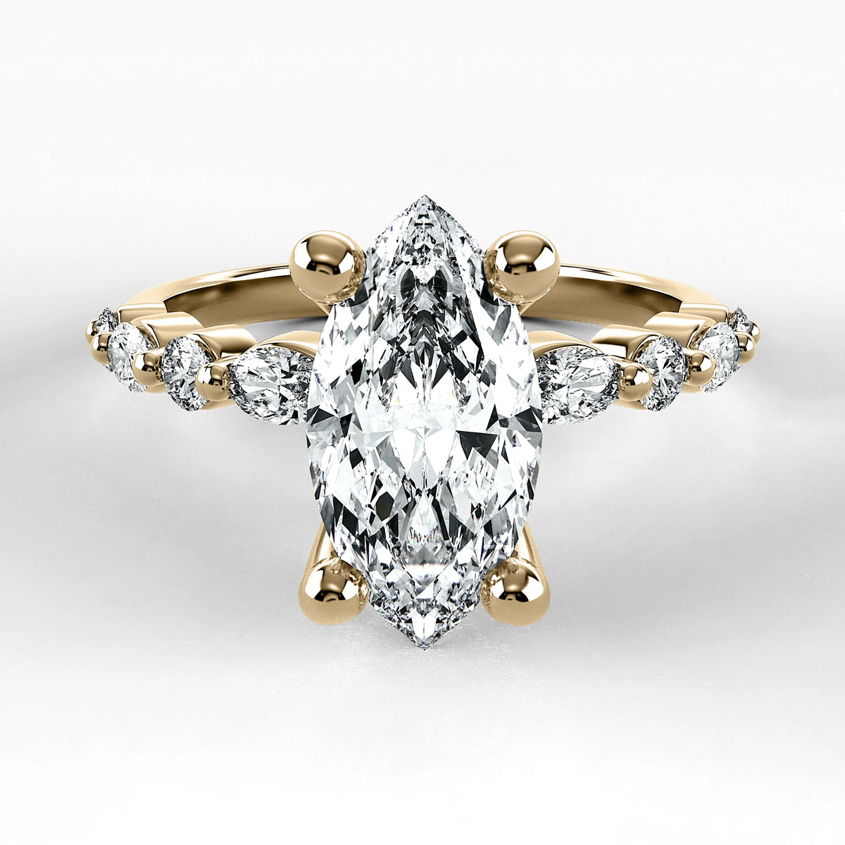 Anillo de Compromiso Intenso - Marquesa en oro amarillo - vista 1